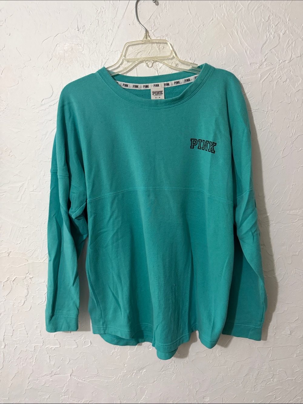 PINK Victoria's Secret Teal Long-Sleeve Crewneck Shirt